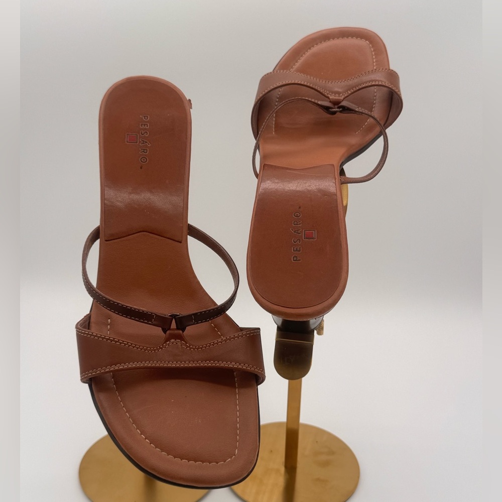 Pesaro Minimalist Leather Kitten Heels – Size 10 – Made in Brazil - Picture 4 of 4